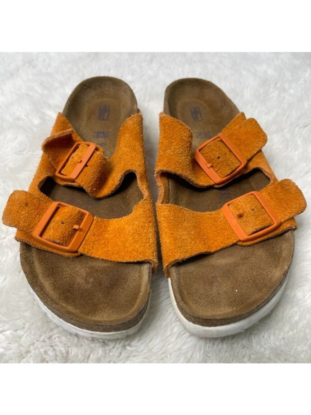 Birkenstock Arizona Soft Footbed Russet Orange Suede Sandals Women's Size 38